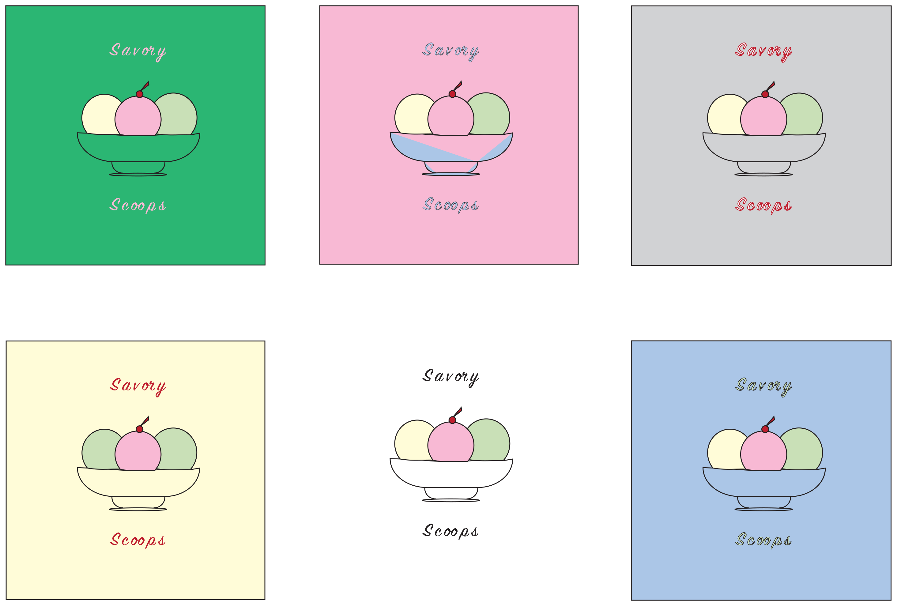 savory scoops logo version 2 in 6 color schemes