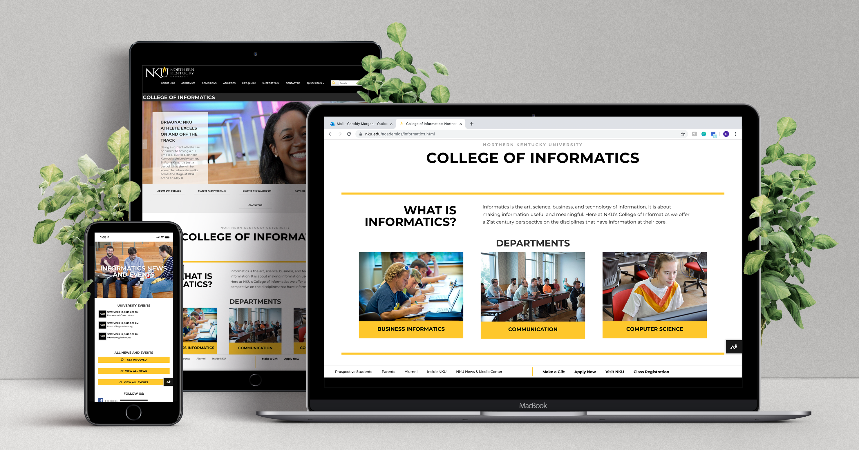 Mockup of College of Informatics Website